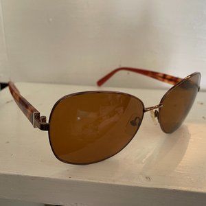 Calvin Klein tortoise shell metal brown tint big lens sunglasses